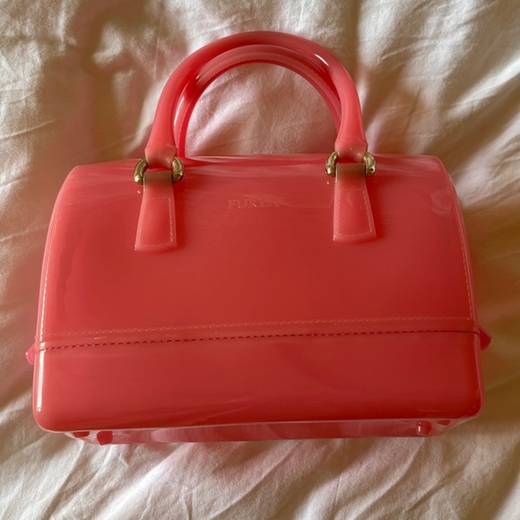 Furla Candy Bag Rubber Pink Top Handle - Picture 5 of 9